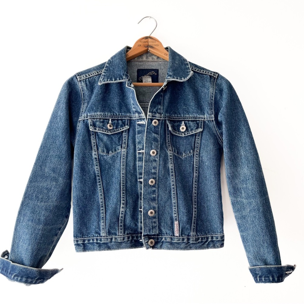 Vintage 2000s Y2K Dark Wash Denim Jean Jacket